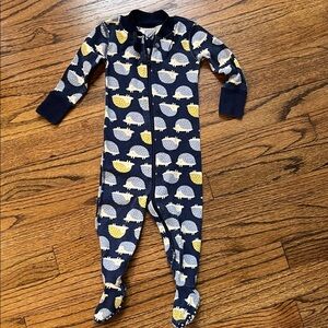 Hanna Andersson Blue and Yellow Hedgehog Footie Pajama